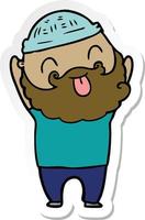 sticker of a man with beard sticking out tongue vector