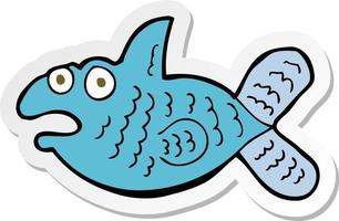 sticker of a cartoon fish vector