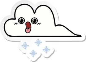 sticker of a cute cartoon snow cloud vector