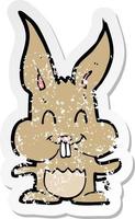 retro distressed sticker of a cartoon rabbit vector