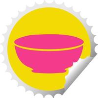 quirky circular peeling sticker cartoon bowl vector