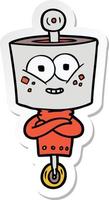 sticker of a happy cartoon robot vector