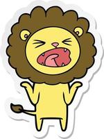 sticker of a cartoon lion vector