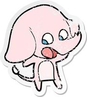 distressed sticker of a cute cartoon elephant vector