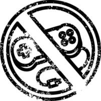 no gaming distressed icon vector