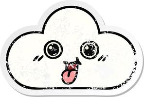 distressed sticker of a cute cartoon cloud vector