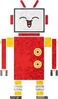 retro illustration style cartoon robot vector