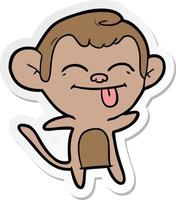 sticker of a funny cartoon monkey vector