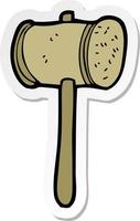 sticker of a cartoon wooden hammer vector