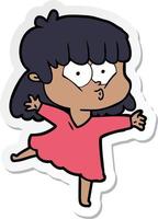 sticker of a cartoon whistling girl vector