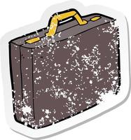 retro distressed sticker of a cartoon briefcase vector