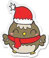 sticker of a cute christmas owl vector