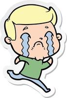 sticker of a cartoon man crying vector