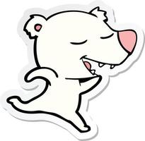 sticker of a cartoon polar bear vector