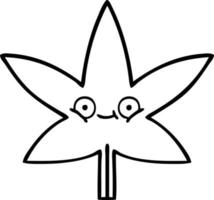 line drawing cartoon marijuana leaf vector