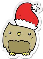 sticker of a cute christmas owl vector