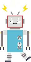 flat color retro cartoon robot vector