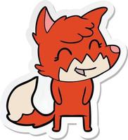 sticker of a happy cartoon fox vector