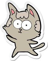 sticker of a happy cartoon cat vector