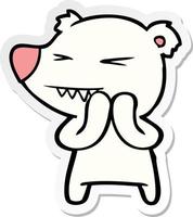 sticker of a angry polar bear cartoon vector