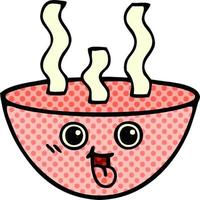 comic book style cartoon bowl of hot soup vector