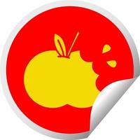 circular peeling sticker cartoon juicy apple vector