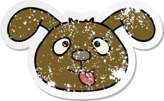 distressed sticker of a quirky hand drawn cartoon dog face vector