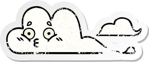 distressed sticker of a cute cartoon white cloud vector