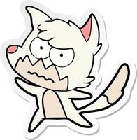 sticker of a cartoon annoyed fox vector