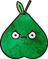 retro grunge texture cartoon angry pear vector