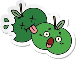 sticker of a cute cartoon apples vector