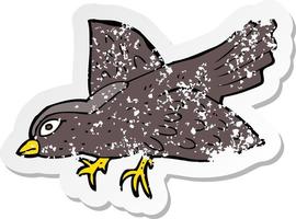 retro distressed sticker of a cartoon bird vector