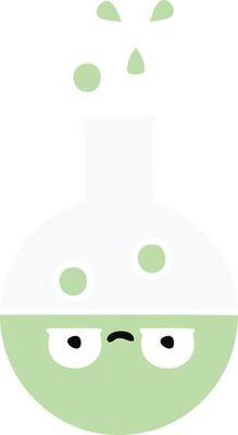 flat color retro cartoon test tube