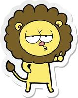 sticker of a cartoon bored lion vector