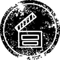 movie clapper board distressed icon vector