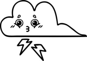 line drawing cartoon storm cloud vector