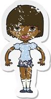 retro distressed sticker of a cartoon girl vector