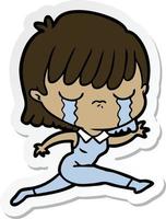 sticker of a cartoon woman crying vector