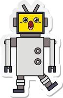 sticker of a cute cartoon robot vector