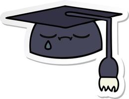 sticker of a cute cartoon graduation hat vector