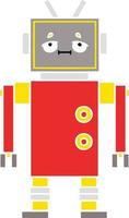 flat color retro cartoon robot vector