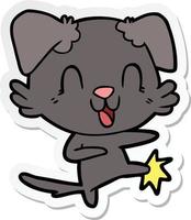 sticker of a laughing cartoon dog vector