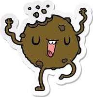 sticker of a cartoon dancing cookie vector