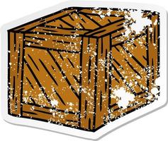 distressed sticker cartoon doodle of a wooden crate vector