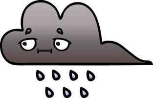 nube de lluvia de tormenta de dibujos animados sombreado degradado vector