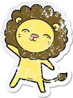 distressed sticker of a cartoon lion vector