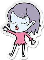 sticker of a cute cartoon vampire girl vector