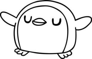 line drawing kawaii of a cute penguin vector