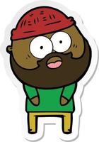 sticker of a cartoon bearded man vector