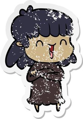 distressed sticker of a cartoon woman